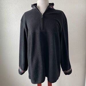Vintage Gina Peters Black Half Zip Pullover Fleece